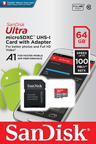 Sandisk Ultra Carte Memoire Flash Adaptateur Microsdxc Vers Sd Incluse 64 Go A1 Uhs Class 1 Class10 Microsdxc Uhs I