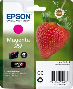 Epson D'origine Epson Expression Home XP-330 Series cartouche d'encre (29 / C 13 T 29834022) magenta, 180 pages, 4,7 centimes par page, contenu: 3 ml