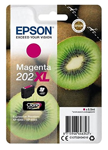 Epson Kiwi Singlepack Magenta 202xl Claria Premium Ink Rendement Eleve Xl Encre A Pigments 85 Ml 650 Pages 1 Pieces C13t02h34010