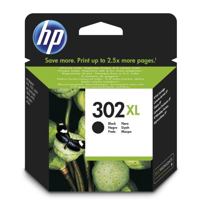 Hp 302xl Cartouche Dencre Noire Grande Capacite Authentique F6u68ae Pour Hp Deskjet 21303630 Et Hp Officejet 3830