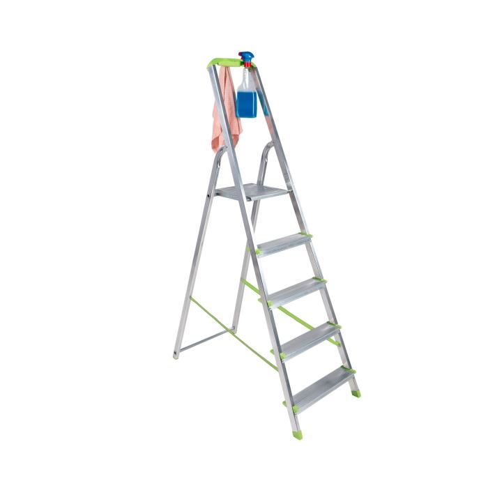 Centaure Escabeau En Aluminium 5 Marches Avec Tablette Porte Outils