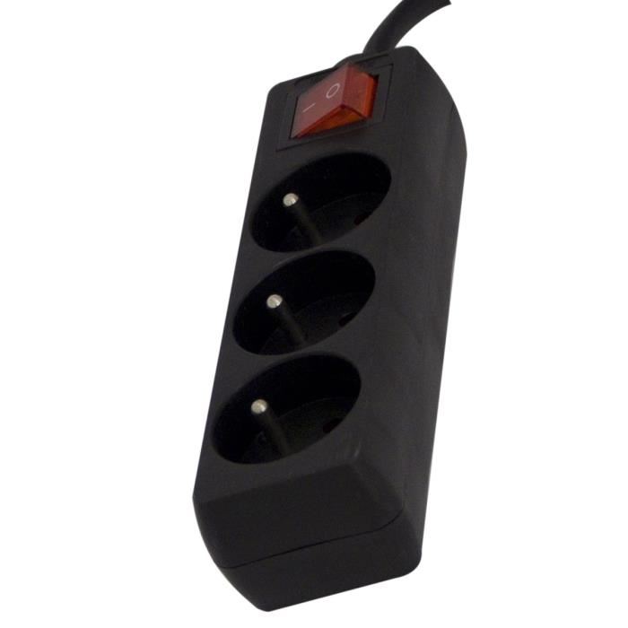 CHACON Bloc multiprise avec interrupteur 3 prises 16A 15m noir