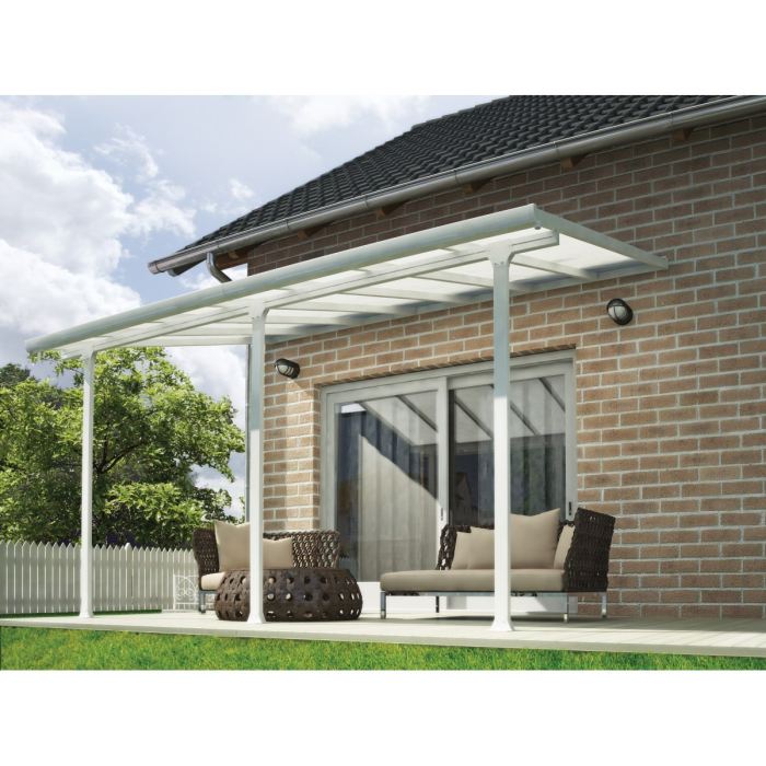 Chalet-jardin Pergola Adossee En Aluminium Aurore 4x4 M - Blanc