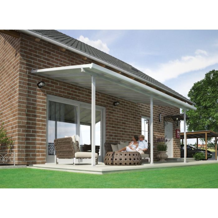Chalet-jardin Pergola Adossee En Aluminium Aurore 5x3 M - Blanc