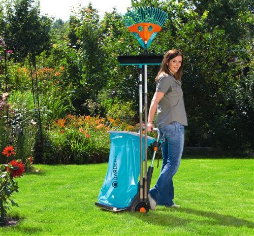 Chariot De Jardin Mobile Gardena - Armature Metallique - Hauteur De Sac Reglable - 70kg Max - Bleu