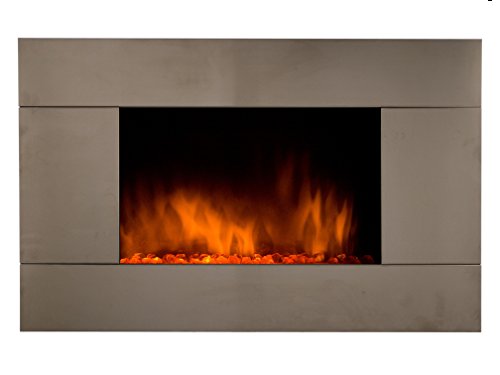 Chemin Arte - Cheminee Electrique Murale Pure Inox 90 Cm Effet Flammes Led Chauffage Programmable Telecommande