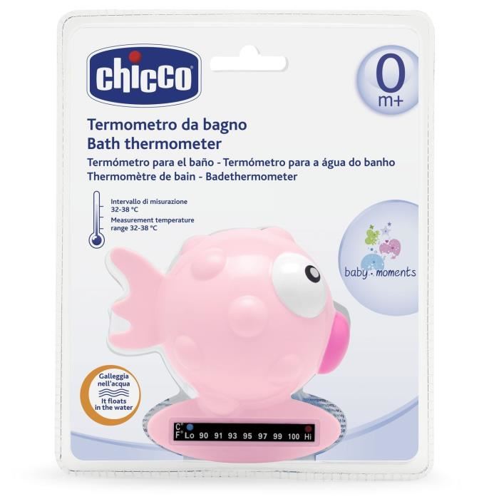 CHICCO Thermometre de bain Poisson Rose Bande Thermique