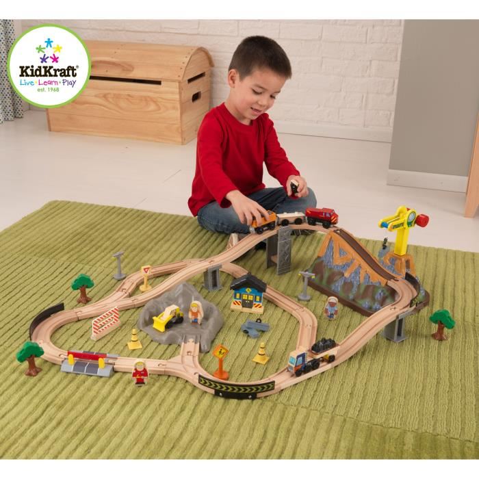 Kidkraft - Circuit Train En Bois Bucket Construction Avec 61 Accessoires