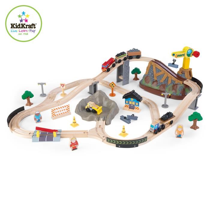 Kidkraft - Circuit Train En Bois Bucket Construction Avec 61 Accessoires