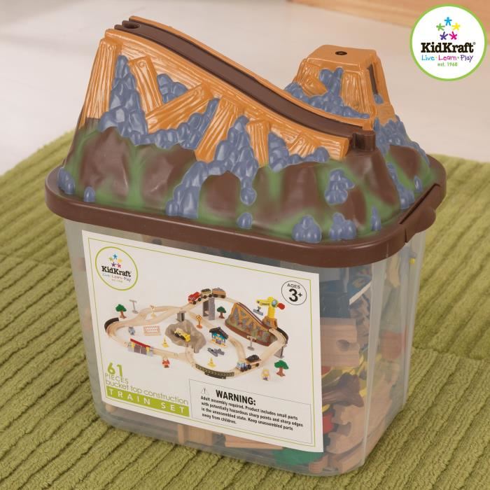 Kidkraft - Circuit Train En Bois Bucket Construction Avec 61 Accessoires