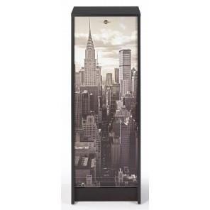 Classeur A Rideau Noir 5 Etageres Serrure L 37.8 H 103.8 P 38.4 Cm - New York 500 - L 37.8 X L 38.4 X H 103.8 Cm