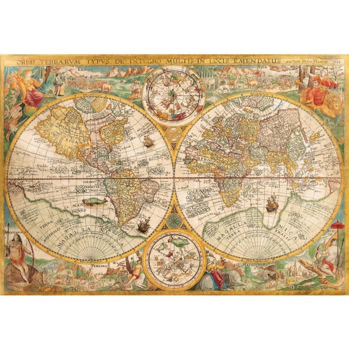Puzzle Carte Ancienne - Clementoni - 2000 Pieces - Voyage Et Cartes - Adulte