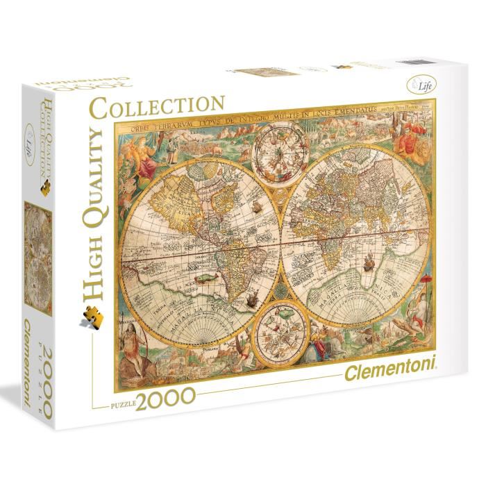 Puzzle Carte Ancienne - Clementoni - 2000 Pieces - Voyage Et Cartes - Adulte