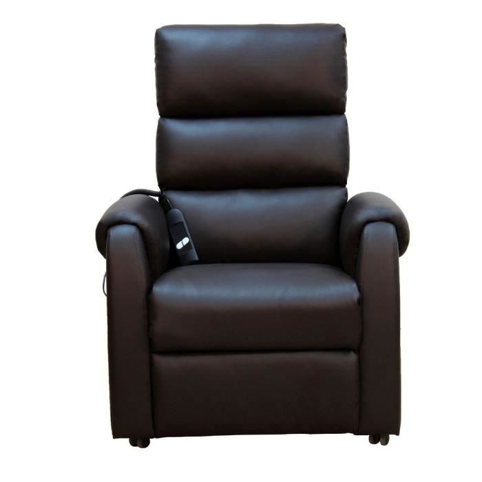 Climb Fauteuil De Relaxation En Simili Marron Contemporain L 83 X P 88 Cm