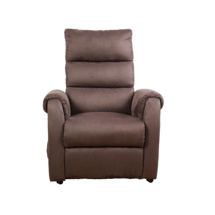 Climb Fauteuil De Relaxation Releveur En Tissu Microfibre Marron Contemporain L 83 X P 88 Cm