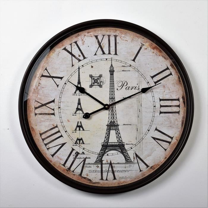 Clock Horloge Pendule Metal Paris O 68cm