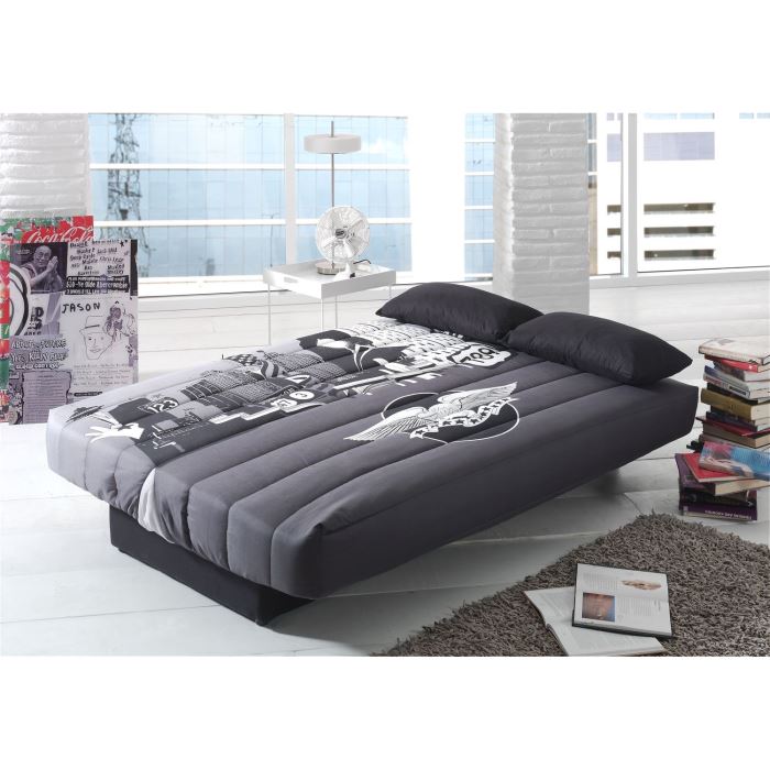 Coco Banquette Clic-clac - 3 Places - 190x89x90 Cm - Tissu Polyester - Imprime New York