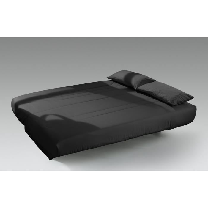 Coco Banquette Clic-clac - 3 Places - 190x89x90 Cm - Tissu 100% Coton - Noir