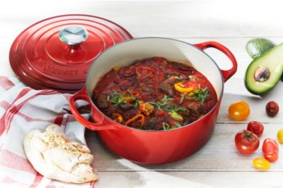 Cocotte En Fonte - Le Creuset - Signature - 24 Cm - Rouge Cerise - Couvercle Epais