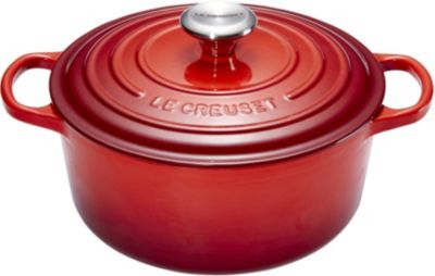 Cocotte En Fonte - Le Creuset - Signature - 24 Cm - Rouge Cerise - Couvercle Epais