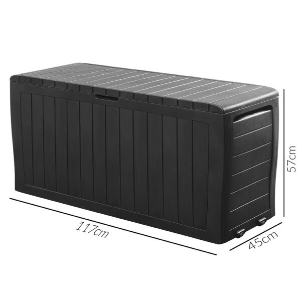 Coffre De Rangement Deuba® Exterieur Noir Marvel 117x45x57cm Roulettes 270 L Poignees Laterales Malle De Rangement Jardin
