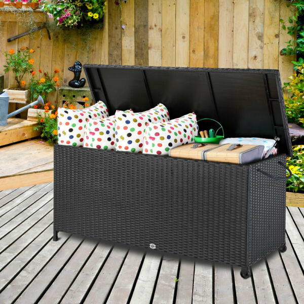 Coffre De Rangement Stockage Noir 122x56...