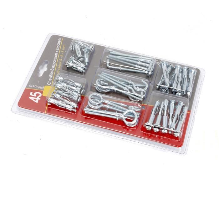 Cogex Cheville + Crochet Pour Mur Creux - Assortiment 45 Pcs - ø 4 Mm X 21 32 38 46 Mm