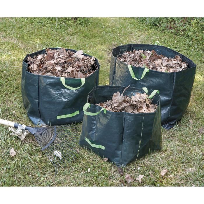 COGEX Lot de 3 sacs a dechets vegetaux en polyethylene Autostable 70 L 100 L et 170 L