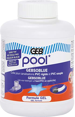 Colle speciale piscine canalisations PVC souple et rigide POOL GEBSOBLUE boite 250 ml avec pinceau