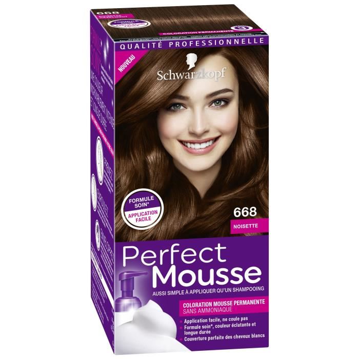 Coloration Permanente - Schwarzkopf - Perfect Mousse - Texture Mousse - Sans Ammoniaque - Noisette 668