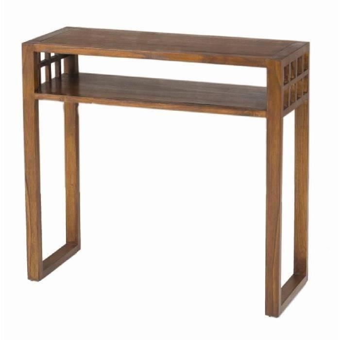 Macabane Eden - Console Marron Rectangulaire 1 Etagere Bois Mindi