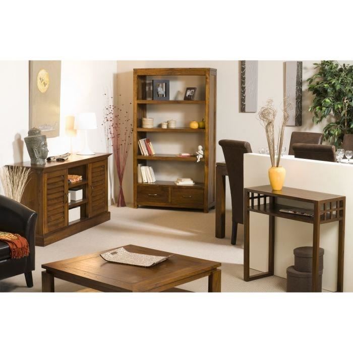 Macabane Eden - Console Marron Rectangulaire 1 Etagere Bois Mindi