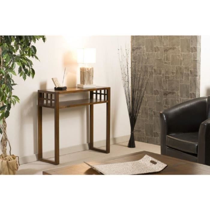 Macabane Eden - Console Marron Rectangulaire 1 Etagere Bois Mindi