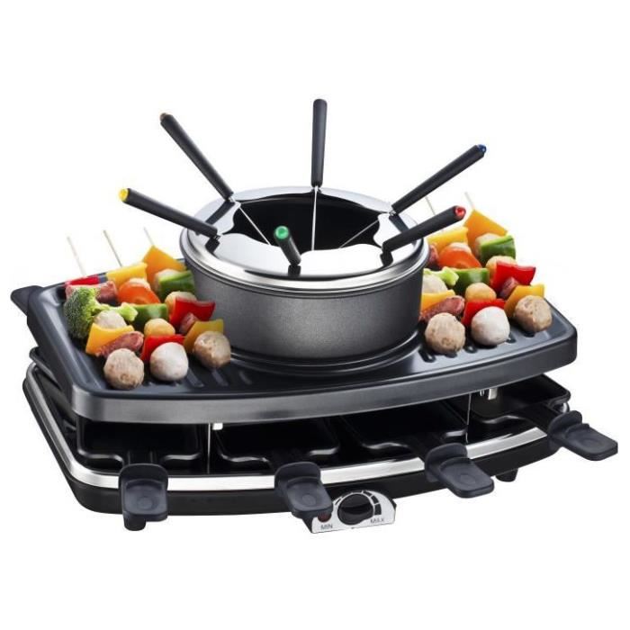 Continental Edison Cerfg86b Appareil A Raclette Et Fondue 8 Personnes Noir