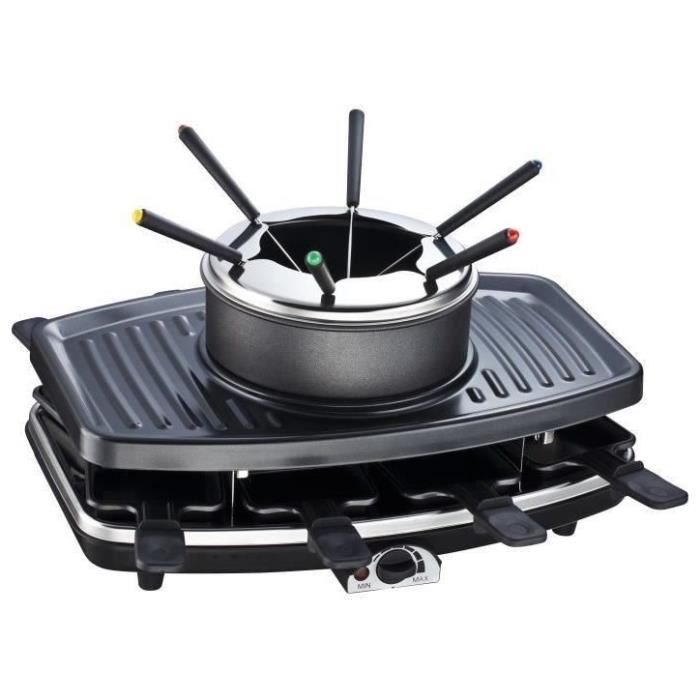 Continental Edison Cerfg86b Appareil A Raclette Et Fondue 8 Personnes Noir