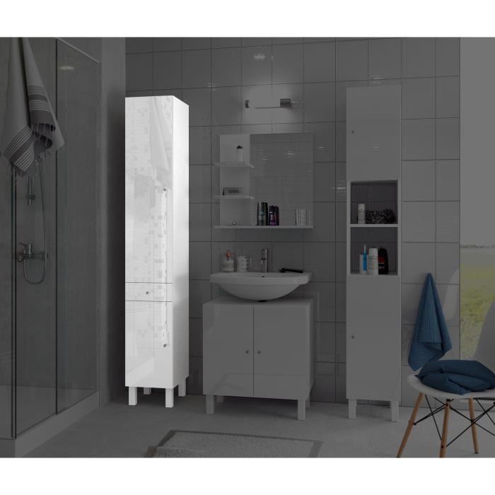 CORAIL Colonne de salle de bain L 30 cm - Blanc laque