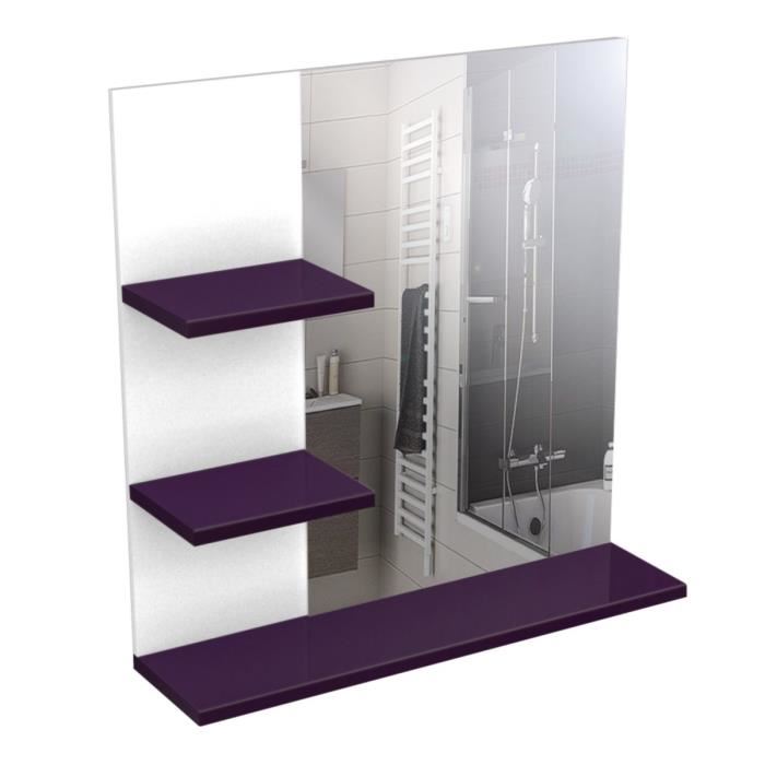 Corail Meuble Miroir De Salle De Bain 60 Cm - Aubergine Haute Brillance