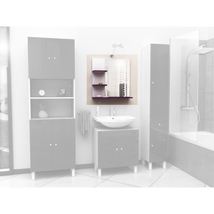 Corail Meuble Miroir De Salle De Bain 60 Cm - Aubergine Haute Brillance