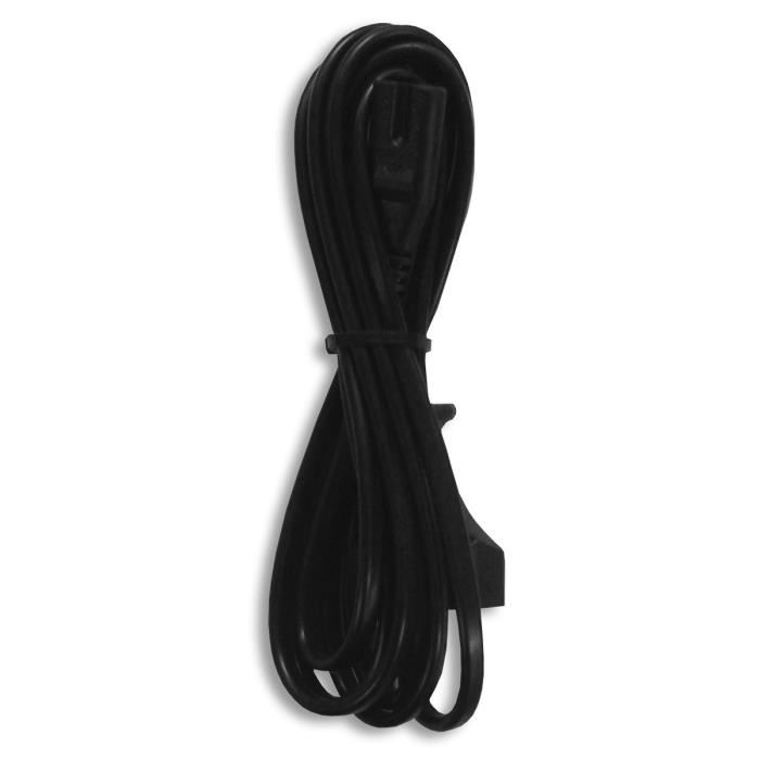 Cordon alimentation 2m 2x0,75mm² pour radio ou rasoir avec prise 2P+T et 1 prise 2,5A C7