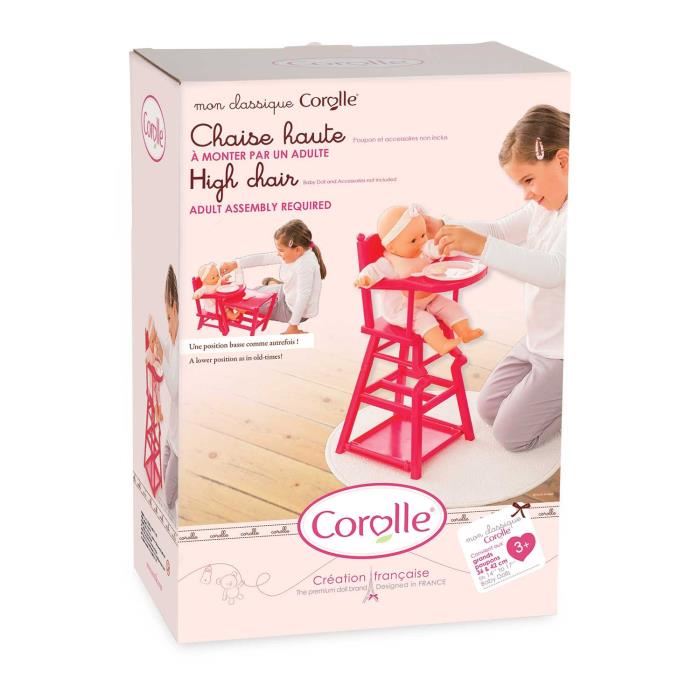 Chaise Haute - Corolle - Cerise - Pour Poupees 36/42 Cm - 2 En 1 - Des 3 Ans