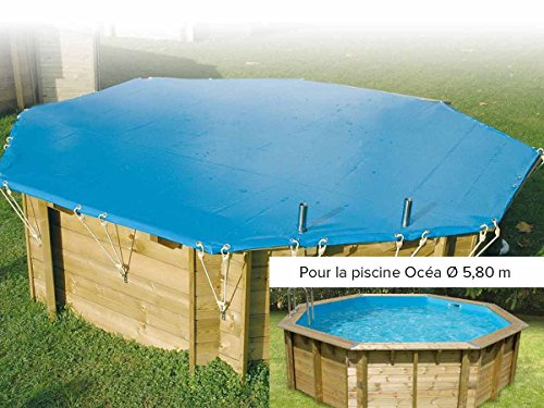Bache dhiver et securite piscine bois 580 cm