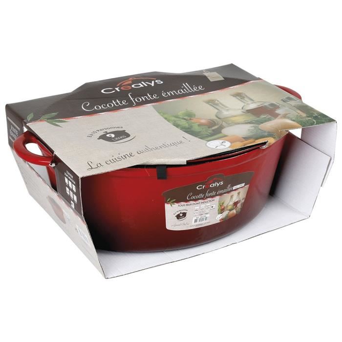 Crealys Grand Chef Cocotte Ovale En Fonte Dacier Emaillee L 37 Cm 9 L Rouge Tous Feux Dont Induction