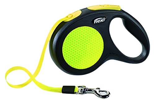 Laisse Sangle - Trixie - 209321 - 5 M - Jaune Fluo - Enrouleur - Resistante