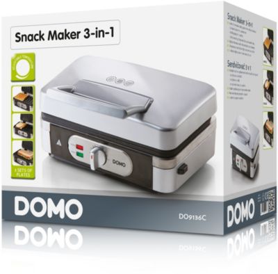 Gaufrier Multifonction Domo Do9136c - Inox - 1000w - 3 Jeux De Plaques