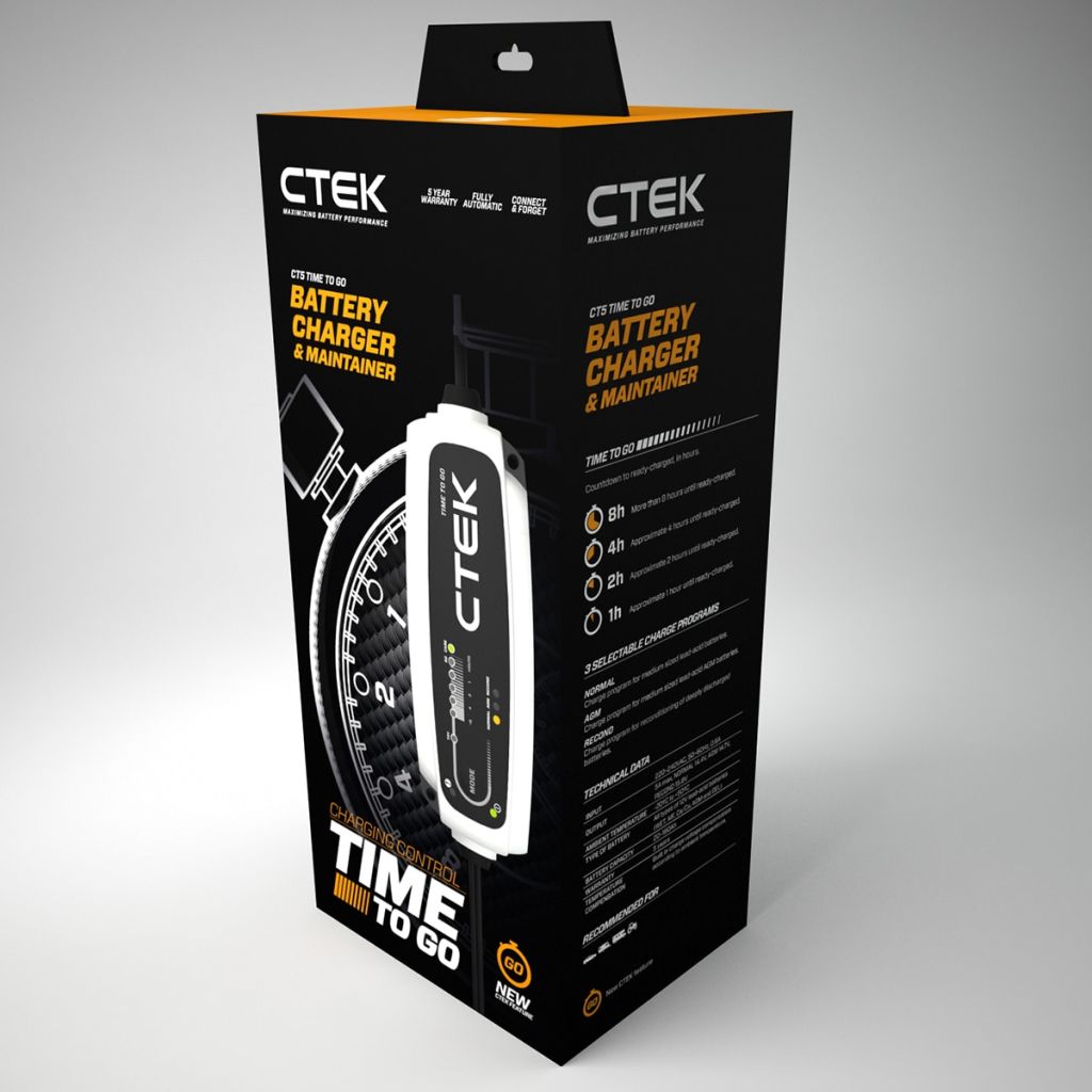 Ctek Ct5 Time To Go - Chargeur De Batterie Et Mainteneur - 8 Phases - 12v 5a