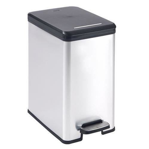 Curver Slim Bin 25l Poubelle A Pedale 25 X 39,3 X 45,4 Cm Argente/noir 02339-582