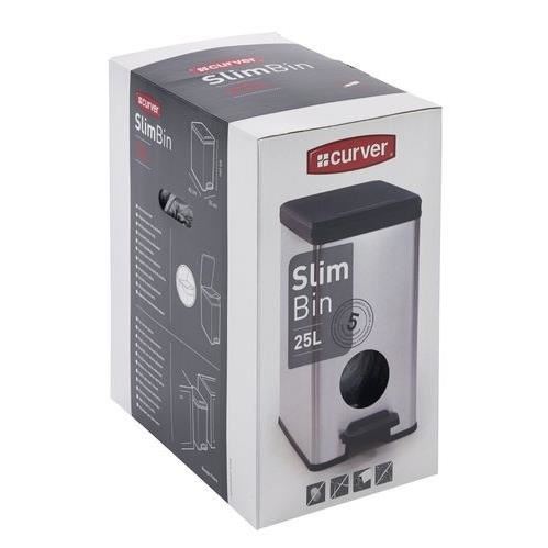 CURVER Poubelle a pedale 25L Slim aspect metal