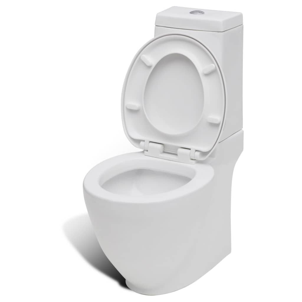 Toilette En Ceramique Vidaxl Ecoulement Deau A Larriere Double Chasse Blanc