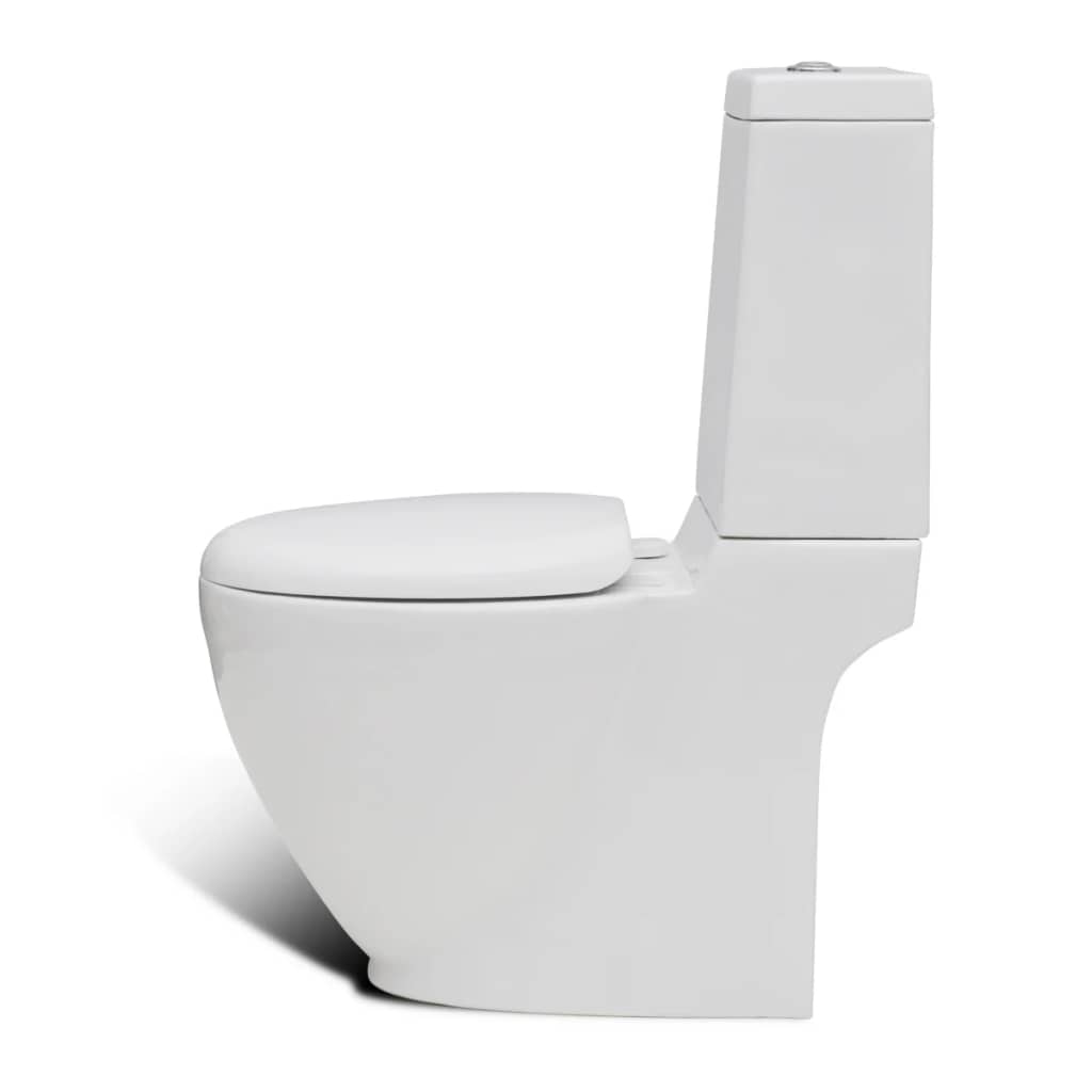 Toilette En Ceramique Vidaxl Ecoulement Deau A Larriere Double Chasse Blanc