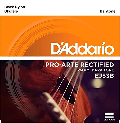 D'addario Pro Arte Ej53b - Jeu De Cordes Ukulele Nylon Rectifie - Bariton/nylon Noir-file Argente